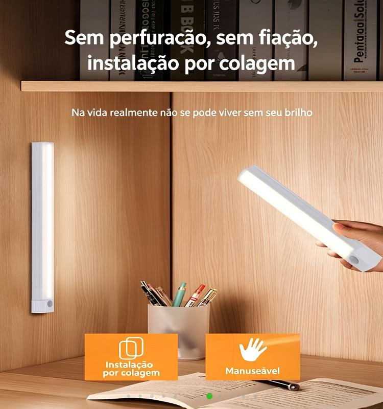 Luminária Inteligente LED com Sensor de Movimento USB Recarregável