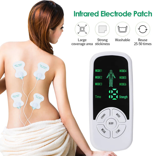 6 Modes Tens Electric Massager Muscle Relax Device Full Body Stimulator Back Waist Knee Healthy Care Patchs Digital Massage Tool
