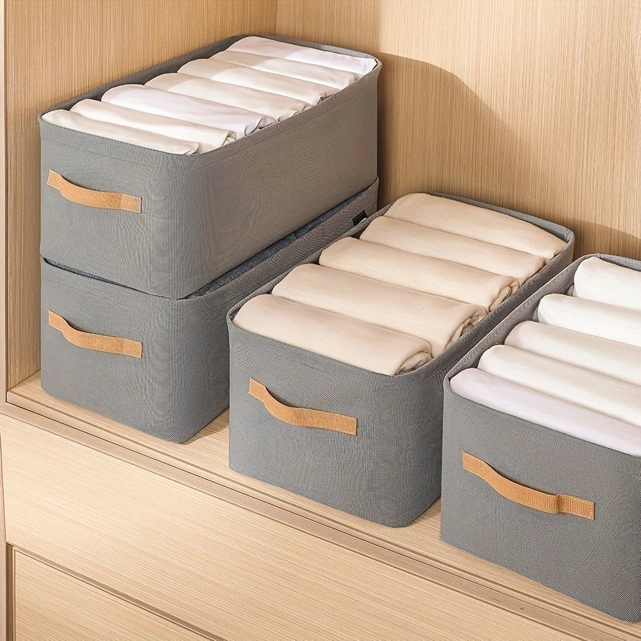 Kit 4 Organizadores Dobráveis p/ Roupas – Cinza ou Caqui